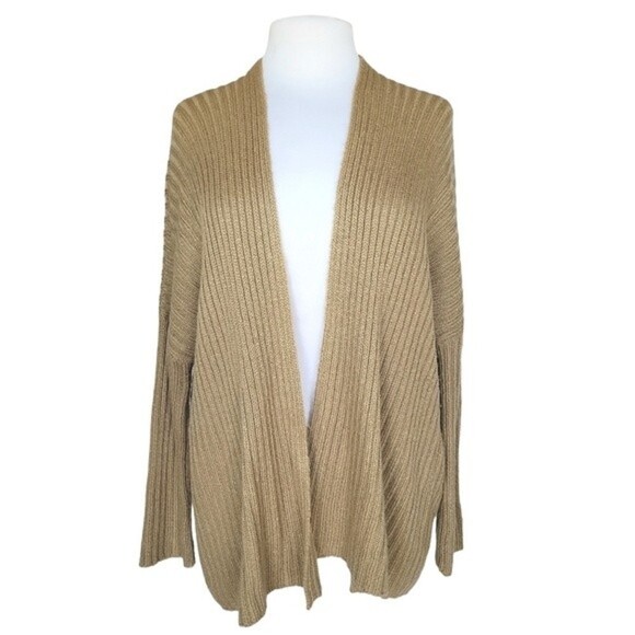 Wooden Ships Sweaters - Wooden Ships | Women's Golden Brown Ribbed Open Front Sweater Cardigan - Size SM